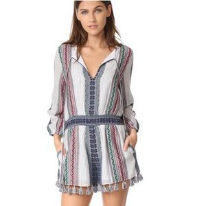 Alice + Olivia Nance Embroidered Tassel Boho Romper